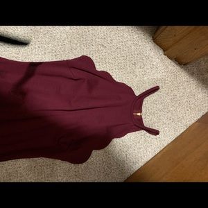 Red scallop bodycon dress